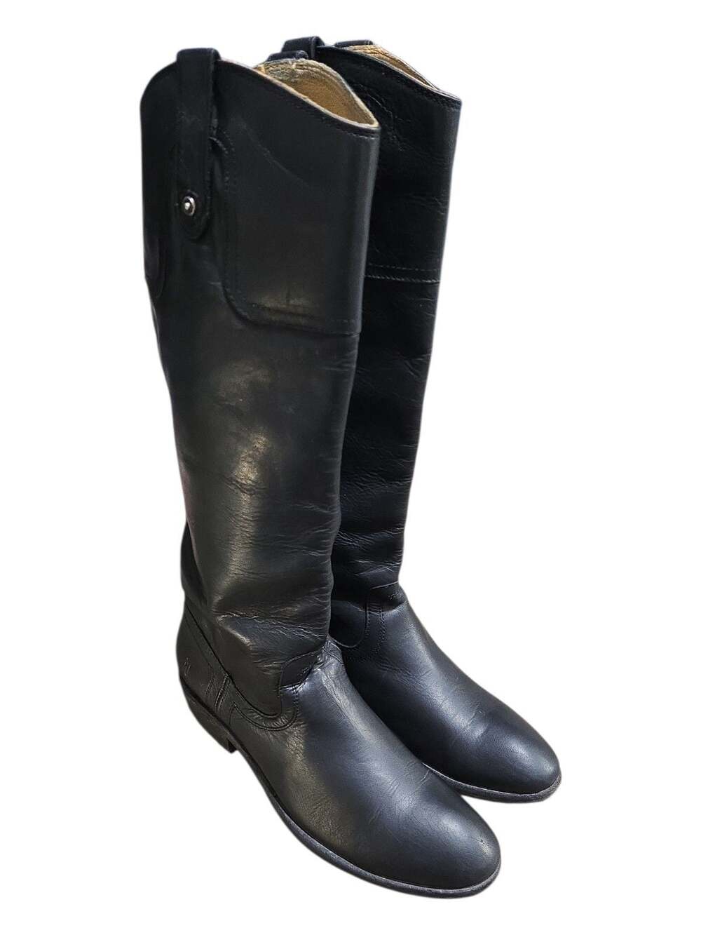 Frye Melissa Inside Zip Black Leather Riding Boots Size 8